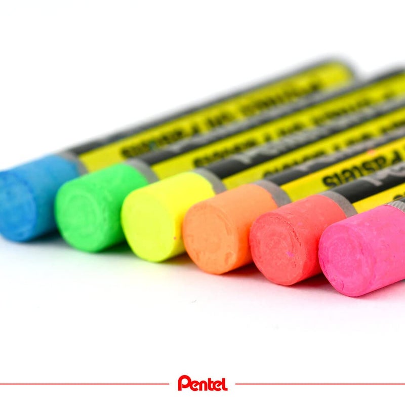 Pentel Fluorescent and Metallic Oil Pastels Set of 12 Assorted Colours, PHN-MF12 - Image 2